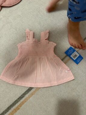 Ruffle Butts Pink Gingham Ruffled Smocked Tank Top